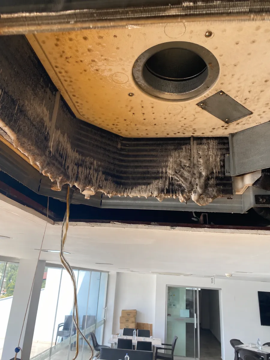 Inside a cassette unit before cleaning